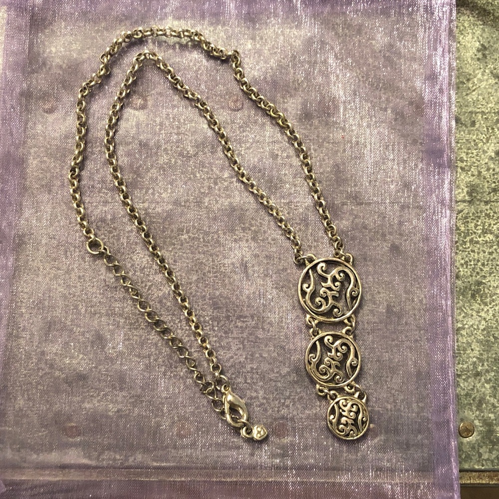 Brighton Contempo Medallion Silver-Tone Filigree Pendant Necklace